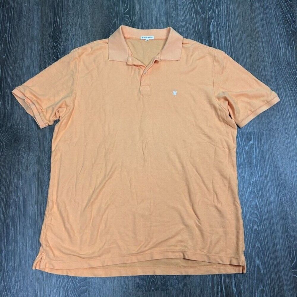 Peter Millar Short Sleeve Collard Polo Orange Men's Size L